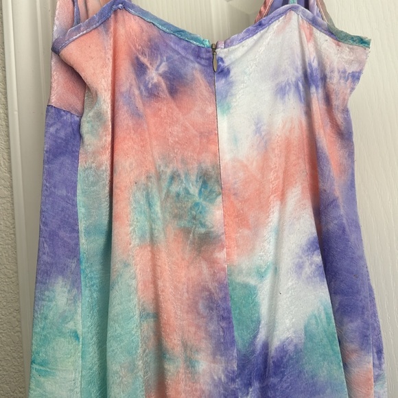 Urban Renewal- Remnants Washed Satin Tie-Dye Slip Dress- M - Picture 4 of 5